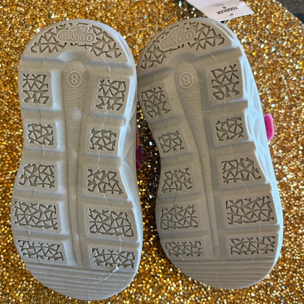 OshKosh B'gosh NWT Pink and Purple Kids Sneakers. Size 8 TOD. Machine Washable - Picture 6 of 7